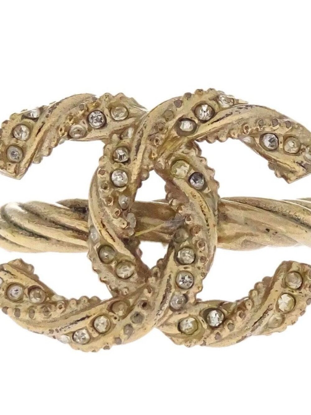 Chanel Ring Gold Rhinestone CC #50 B13P 188397